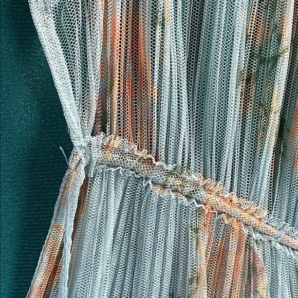 Free People Flowing Blouse in Soft Blue and Peach - Picture 8 of 16